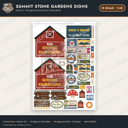 Alpine Railworks 30559O O Scale Roadside Signs - Rock Garden