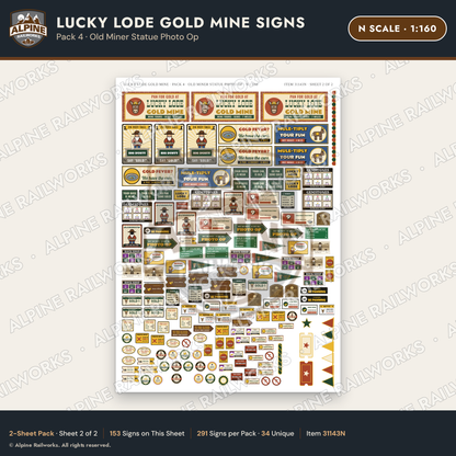 Alpine Railworks 31143N N Scale Roadside Signs - Gold Panning Mine