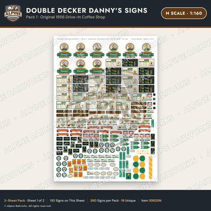 Alpine Railworks 30620N N Scale Restaurant Signs - Family Diner