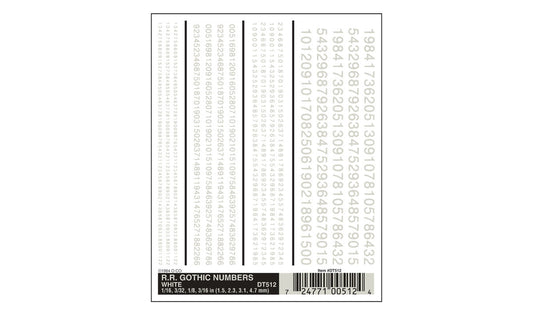 Woodland Scenics DT512 All Scale RR Gothic Numbers White