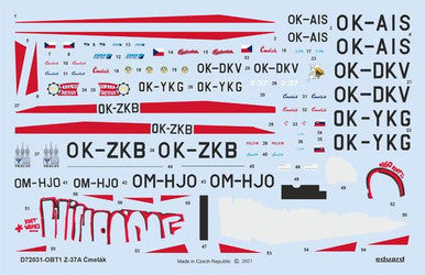 Eduard D72031 1/72 Decal Z-37A Cmelak for Eduard