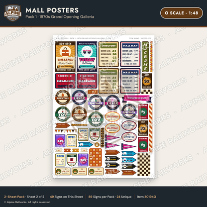Alpine Railworks 30194O O Scale Mall Posters - Grand Opening Galleria