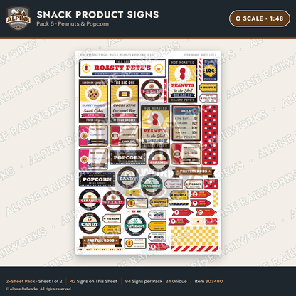 Alpine Railworks 30348O O Scale Snack Product Signs - Peanuts