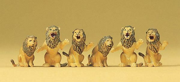 Preiser 20381 HO Scale Animals -- Performing Lions - Seated pkg(6)