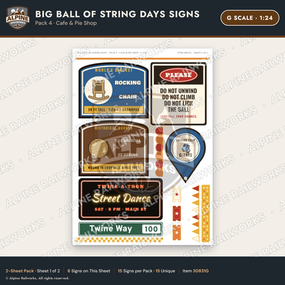 Alpine Railworks 30831G G Scale Roadside Signs - Giant Ball of Twine