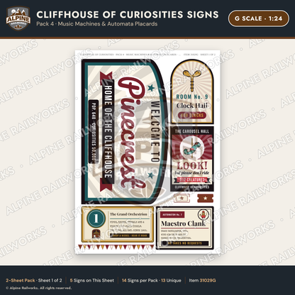 Alpine Railworks 31029G G Scale Roadside Signs - Curiosity House