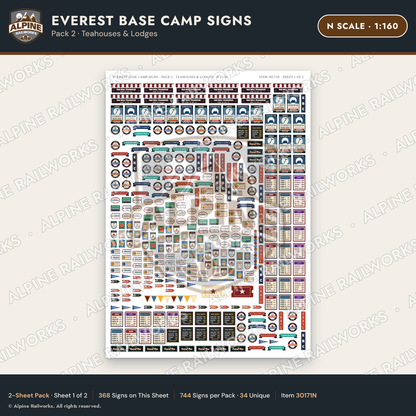 Alpine Railworks 30171N N Scale Everest Base Camp Signs - Teahouses