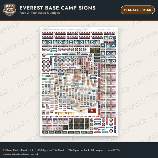 Alpine Railworks 30171N N Scale Everest Base Camp Signs - Teahouses