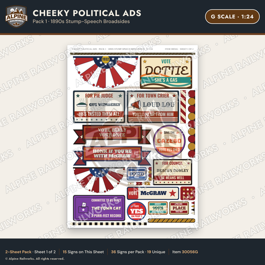 Alpine Railworks 30056G G Scale Cheeky Political Ads