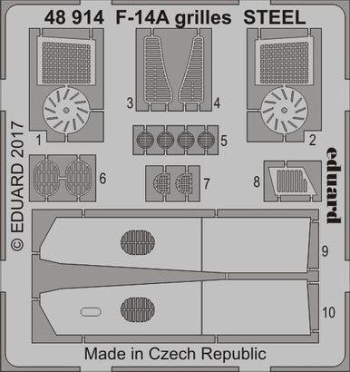 Eduard 48914 1/48 F-14A Grilles Steel for Tamiya