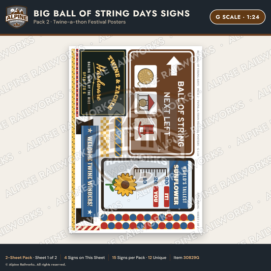 Alpine Railworks 30829G G Scale Roadside Signs - Giant Ball of Twine