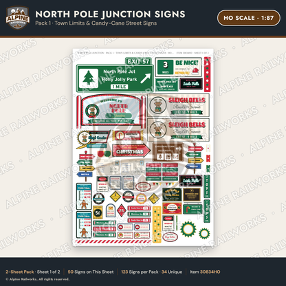 Alpine Railworks 30834HO HO Scale Roadside Signs - Christmas Town