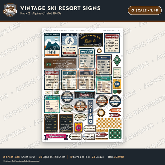 Alpine Railworks 30249O O Scale Vintage Ski Resort Signs
