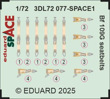 Eduard 3DL72077 1/72 Bf 109G Seatbelts SPACE SPACE for