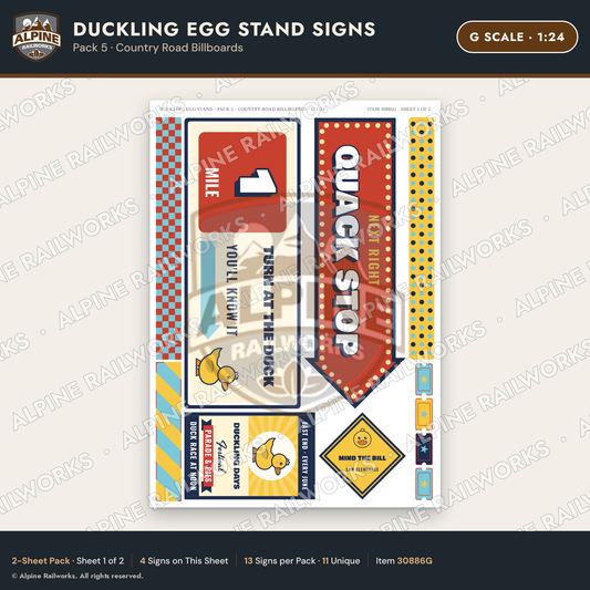 Alpine Railworks 30886G G Scale Roadside Signs - Giant Duck Farm Stand