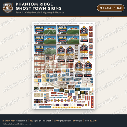 Alpine Railworks 30721N N Scale Roadside Signs - Mountain Ghost Town