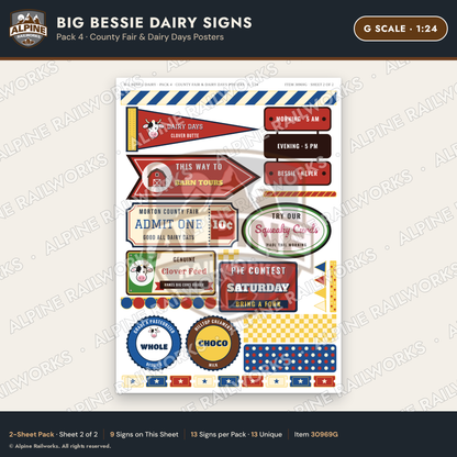 Alpine Railworks 30969G G Scale Roadside Signs - Giant Cow Dairy