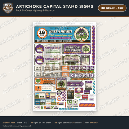 Alpine Railworks 31012HO HO Scale Roadside Signs - Giant Artichoke