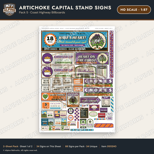 Alpine Railworks 31012HO HO Scale Roadside Signs - Giant Artichoke