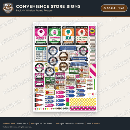 Alpine Railworks 30503O O Scale Convenience Store Signs