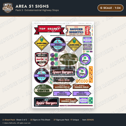 Alpine Railworks 30142G G Scale Area 51 Signs