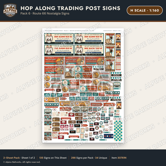 Alpine Railworks 30761N N Scale Roadside Signs - Trading Post