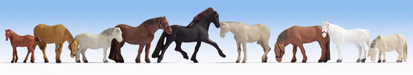 Noch 15761 HO Scale Horses -- pkg(9)