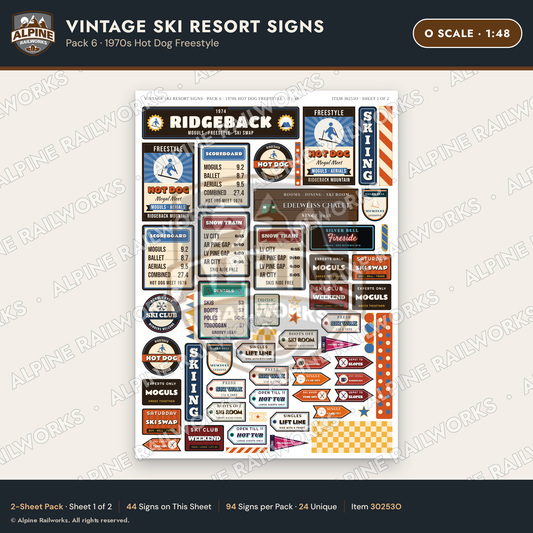 Alpine Railworks 30253O O Scale Vintage Ski Resort Signs