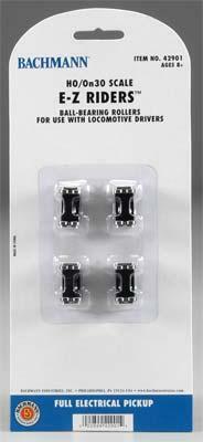 Bachmann 42901 HO Scale Display/Test Stand Rollers - E-Z Riders(TM) -- Rolling with Ball Bearings for Powered Axles pkg(4)