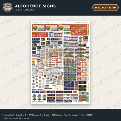 Alpine Railworks 30825N N Scale Roadside Attraction Signs - Car Henge