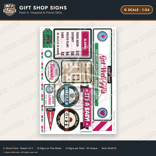 Alpine Railworks 30497G G Scale Gift Shop Signs - Hospital