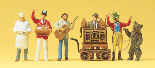 Preiser 24653 HO Scale Fair Musicians & Vendors Figures