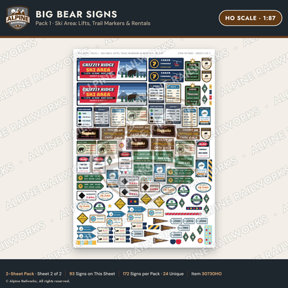Alpine Railworks 30730HO HO Scale Tourist Signs - Big Bear Lake