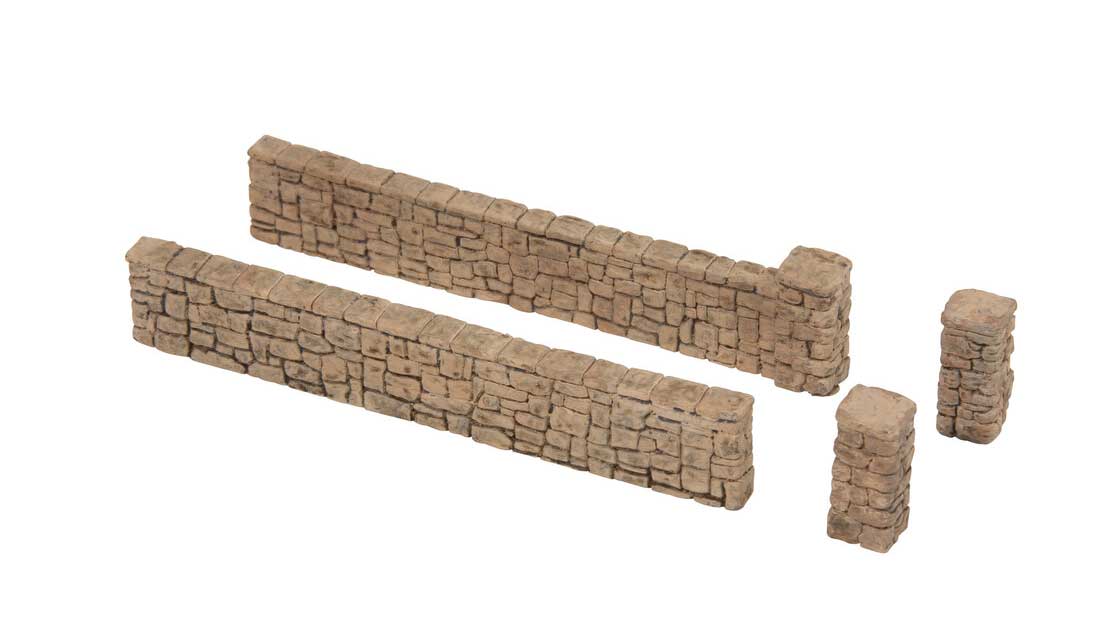 Noch 13172 HO Scale Stone Garden Wall -- 12 Pieces, Total Length 28" 71cm, 9/16"