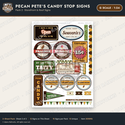 Alpine Railworks 30591G G Scale Roadside Signs - Pecan Candy Stop