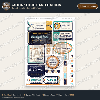 Alpine Railworks 31016G G Scale Roadside Signs - Stone Castle