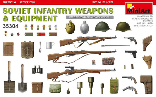 Miniart Models 35304 1/35 WWII Soviet Infantry Weapons & Equipment (Special Edit