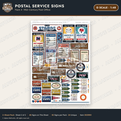 Alpine Railworks 30299O O Scale Postal Service Signs