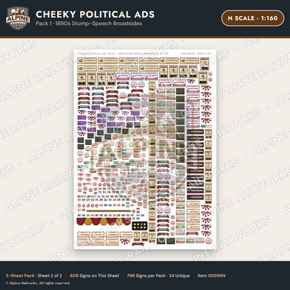 Alpine Railworks 30056N N Scale Cheeky Political Ads