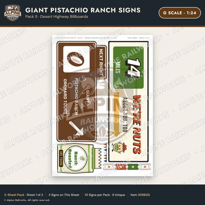 Alpine Railworks 30982G G Scale Roadside Signs - Giant Pistachio