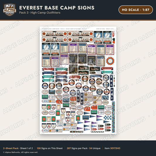 Alpine Railworks 30172HO HO Scale Everest Base Camp Signs