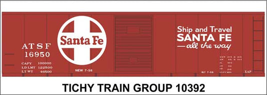 Tichy Trains 10392N N Scale Railroad Decal Set -- Santa Fe 40' Steel Boxcar (Box