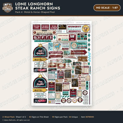 Alpine Railworks 30765HO HO Scale Roadside Signs - Big Steakhouse