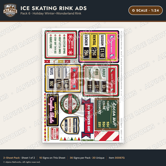 Alpine Railworks 30067G G Scale Ice Skating Rink Ads