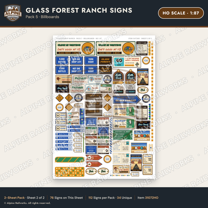 Alpine Railworks 31072HO HO Scale Roadside Signs - Bottle Tree Ranch