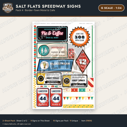 Alpine Railworks 31161G G Scale Racing Signs - Salt Flats Speedway