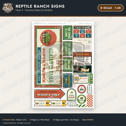Alpine Railworks 31130O O Scale Roadside Signs - Reptile Zoo