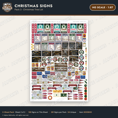 Alpine Railworks 30358HO HO Scale Christmas Signs - Christmas Tree Lot