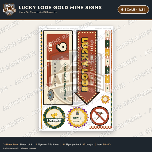 Alpine Railworks 31144G G Scale Roadside Signs - Gold Panning Mine