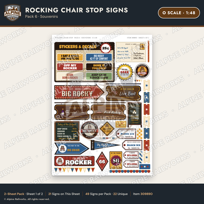 Alpine Railworks 30989O O Scale Roadside Signs - Giant Rocking Chair